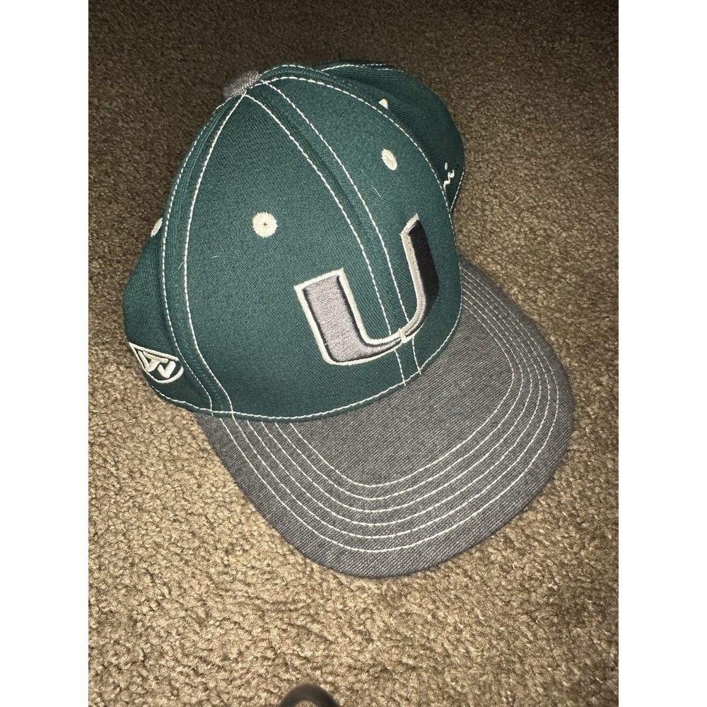 Top of the World Miami Hurricanes Memory-Fit Cap Hat Green Gray